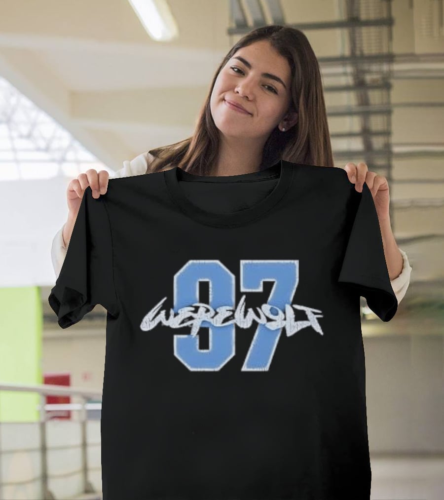 Werewolf 97 Blue Athletic Jersey Number Distressed T-Shirt