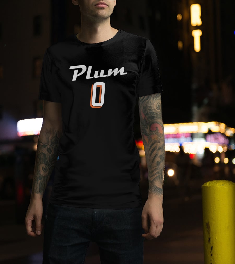 Plum 0 Jersey White Script Rust Shadow Player Name T-Shirt