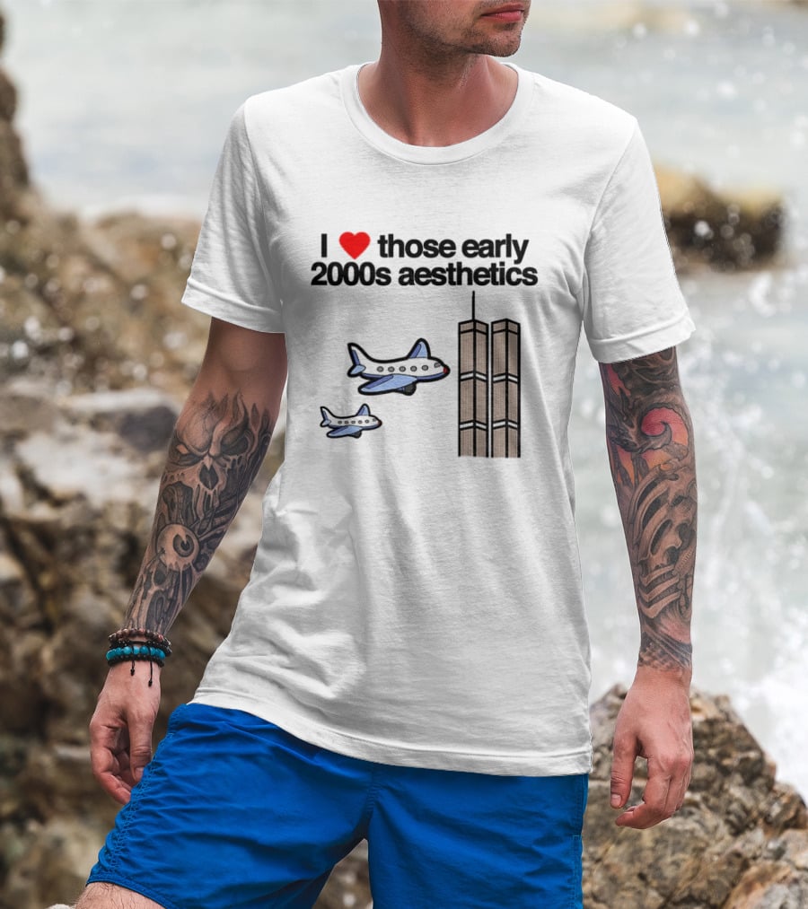 I Heart Those Early 2000s Aesthetics Airplanes World Trade Center Towers T-Shirt