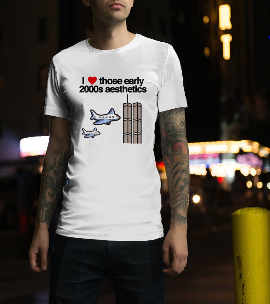 I Heart Those Early 2000s Aesthetics Airplanes World Trade Center Towers T-Shirt