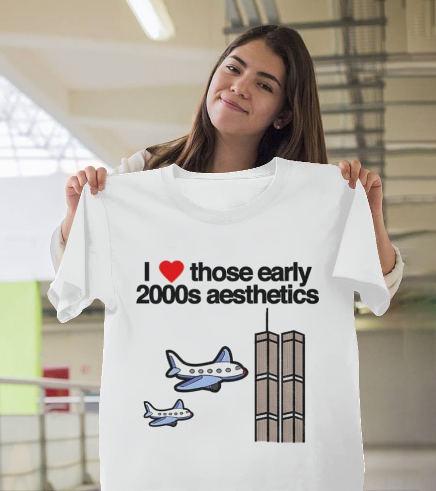 I Heart Those Early 2000s Aesthetics Airplanes World Trade Center Towers T-Shirt