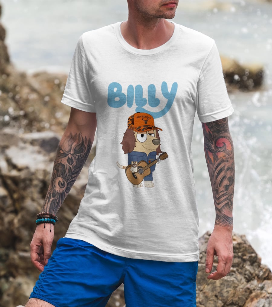 Billy Roy Electric Boomer Character With Guitar And Hat T-Shirt