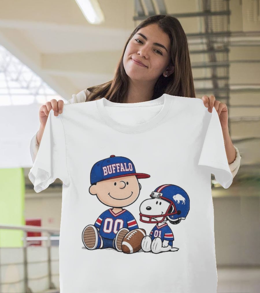 Charlie Brown Snoopy Buffalo 00 01 Football Team Cartoon Sports Fan Gear T-Shirt