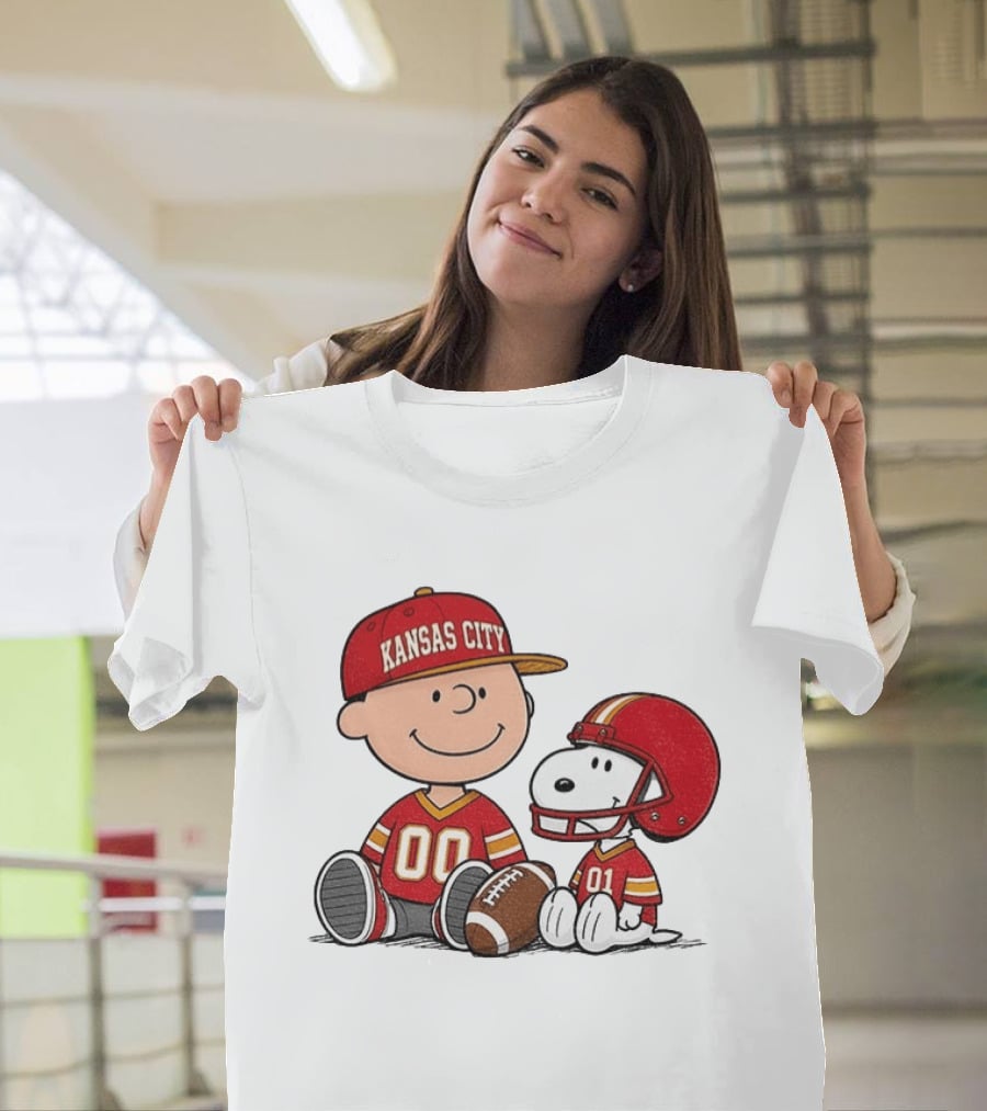 Kansas City Football With Charlie Brown And Snoopy Players T-Shirt