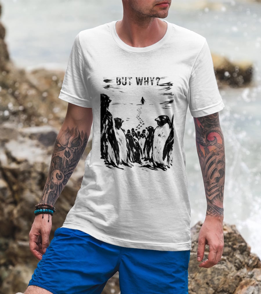 Nihilist Penguin But Why Snow Scene T-Shirt