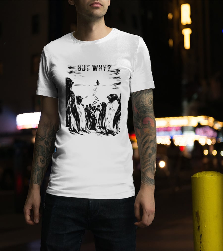 Nihilist Penguin But Why Snow Scene T-Shirt
