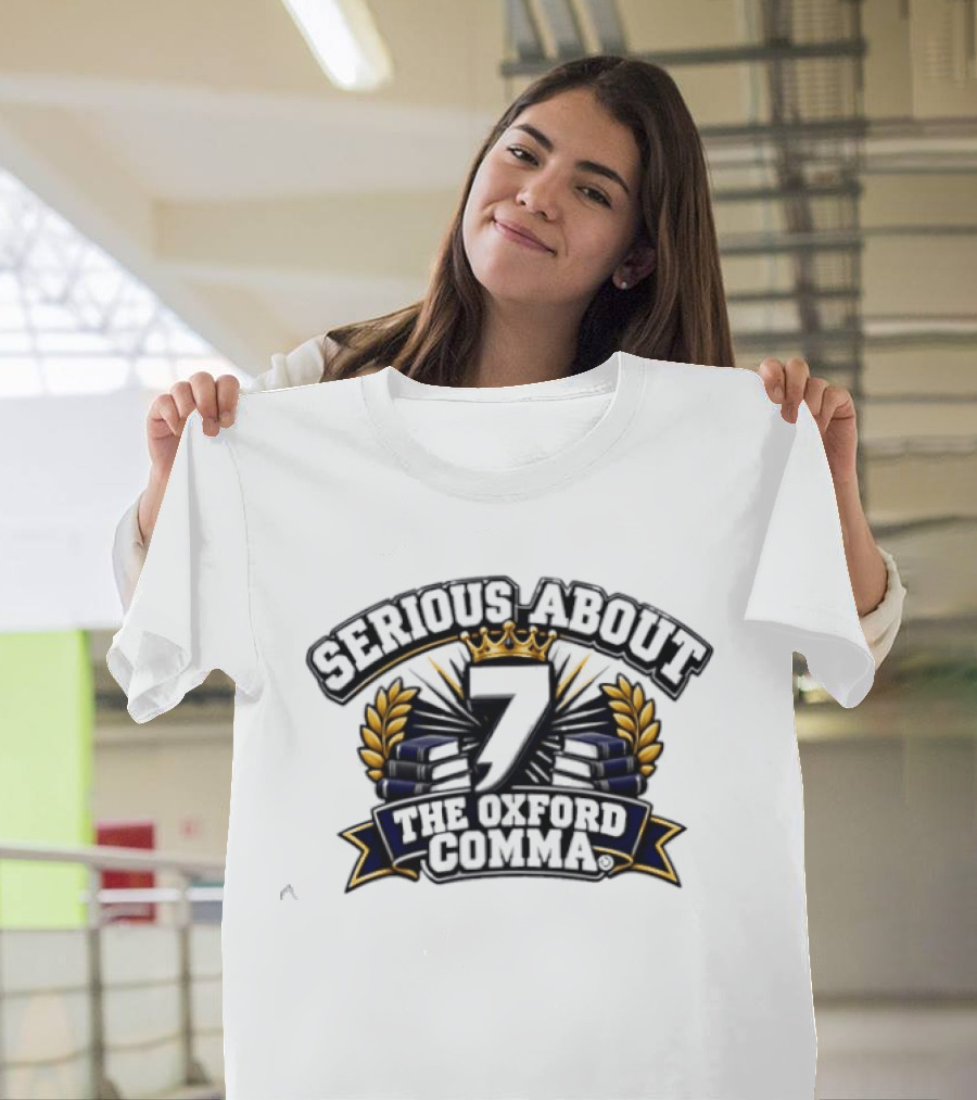 Serious About The Oxford Comma Crown Laurel Lightning T-Shirt