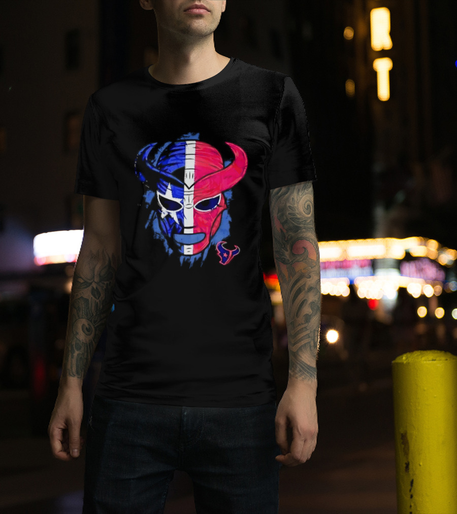 Houston Texans Distressed Lucha Libre Mask Texas Flag T-Shirt