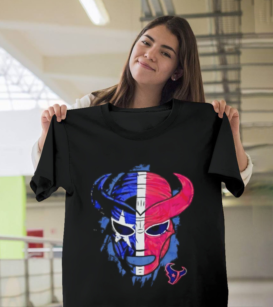 Houston Texans Distressed Lucha Libre Mask Texas Flag T-Shirt