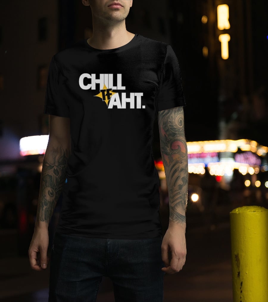 Chill Tf Aht 3D Block Lettering Yellow Pointed Star T-Shirt