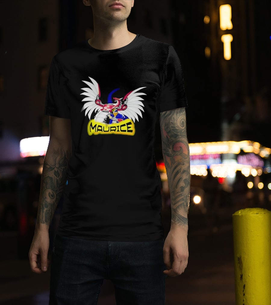 Maurice Cybernetic Dragon Winged Anime Duelist Trading Card Yellow T-Shirt