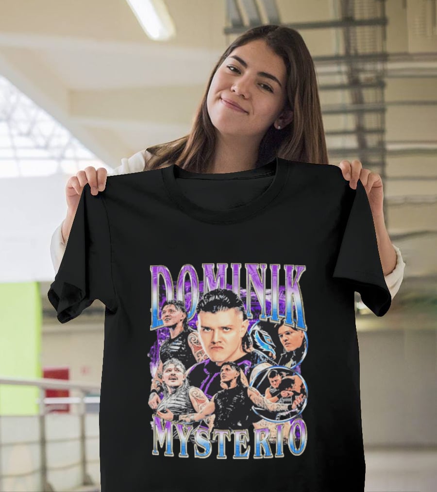 Dominik Mysterio Wrestler Photo Collage Metallic Gradient T-Shirt