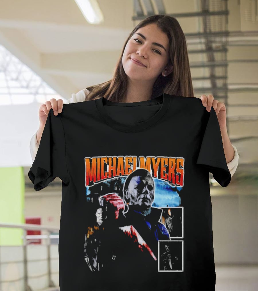 Michael Myers Bootleg Collage Mask Bloody Knife House T-Shirt