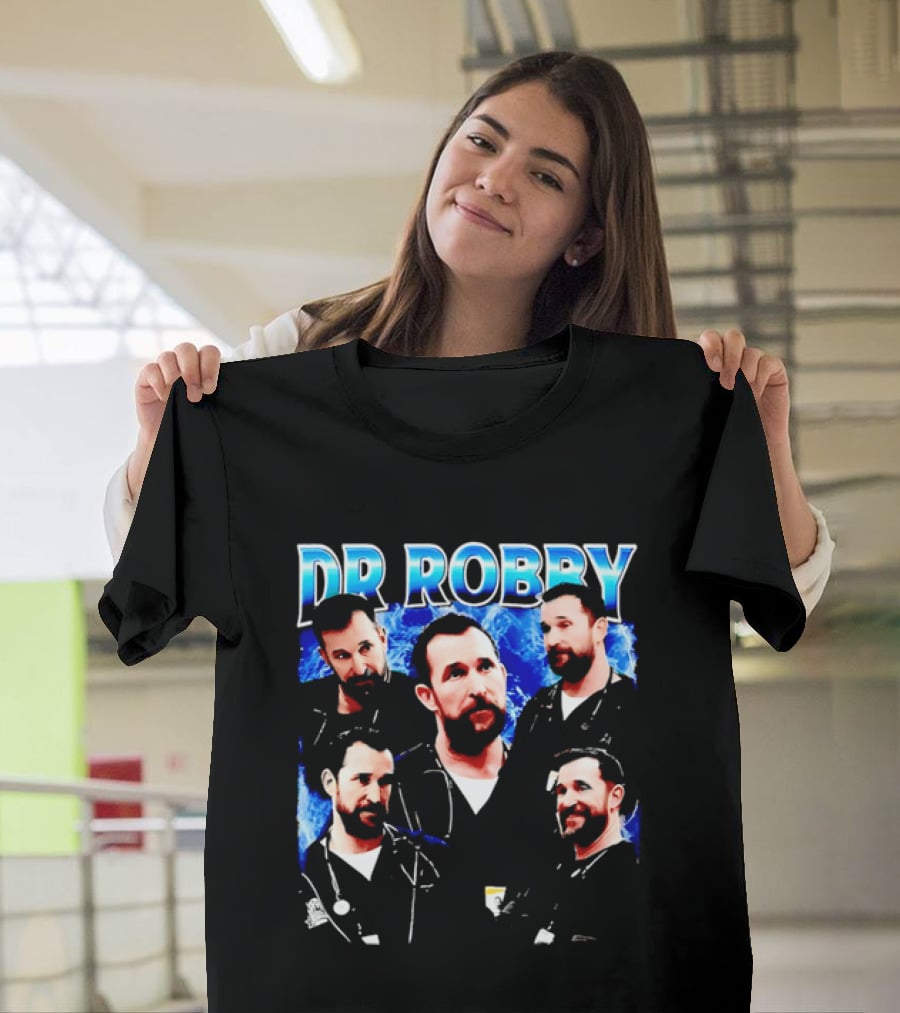Dr Robby Bearded Male Doctor Scrubs Stethoscope Photo Collage T-Shirt