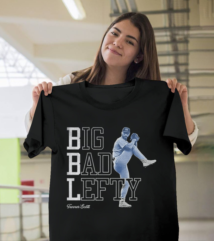 Miguel Rojas Wearing Tanner Scott Big Bad Lefty 66 T-Shirt