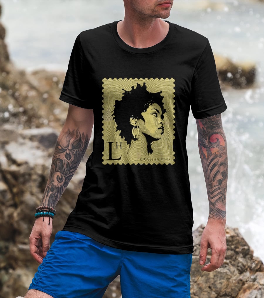 Everything Is Lh Gold Line Afro Woman Stamp T-Shirt