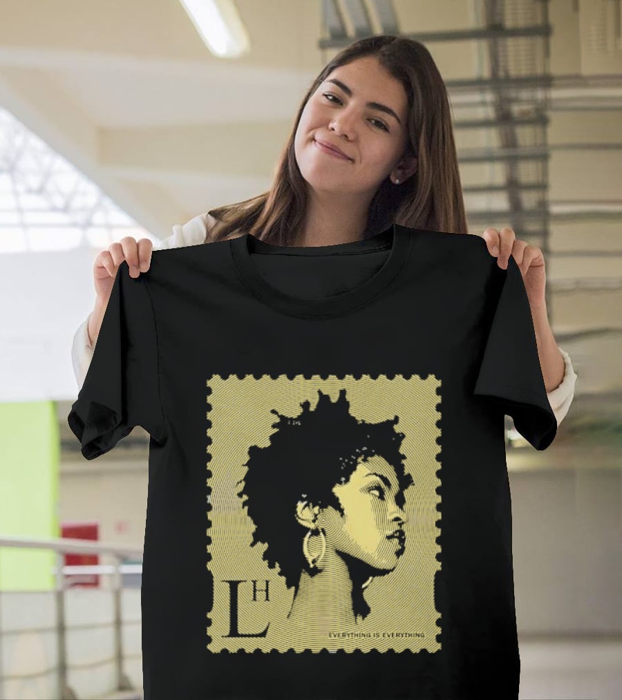 Everything Is Lh Gold Line Afro Woman Stamp T-Shirt