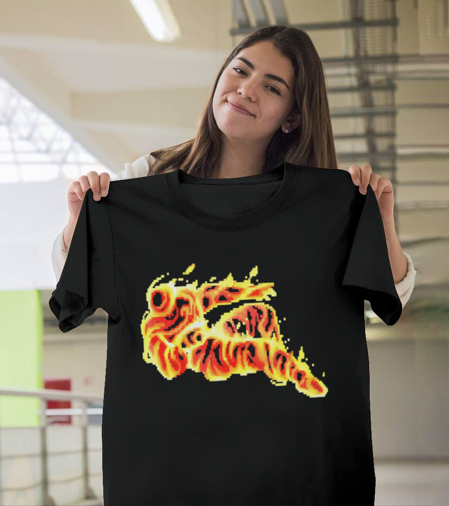 Fiery Waves Of Burning Flame Blaze In Yellow Orange Red Hues T-Shirt