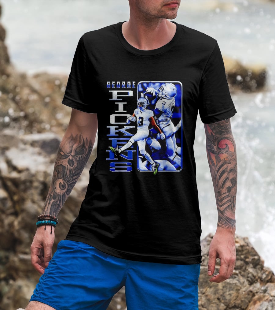 George Pickens Football Catching Collage Blue T-Shirt