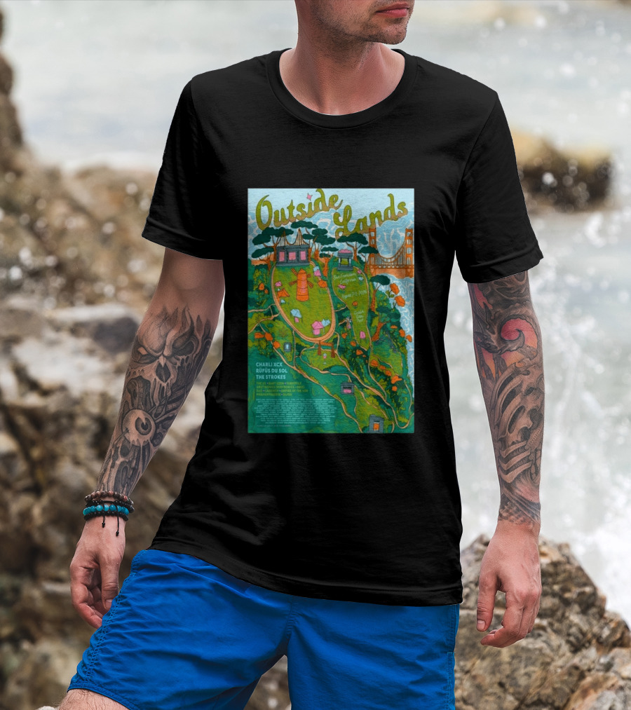 Outside Lands San Francisco August 7 9 2026 Golden Gate Park Charli XCX Rufus Du Sol The Strokes T-Shirt