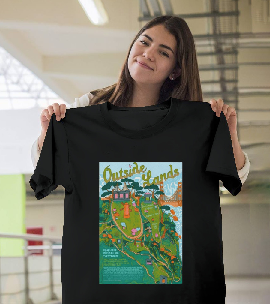 Outside Lands San Francisco August 7 9 2026 Golden Gate Park Charli XCX Rufus Du Sol The Strokes T-Shirt