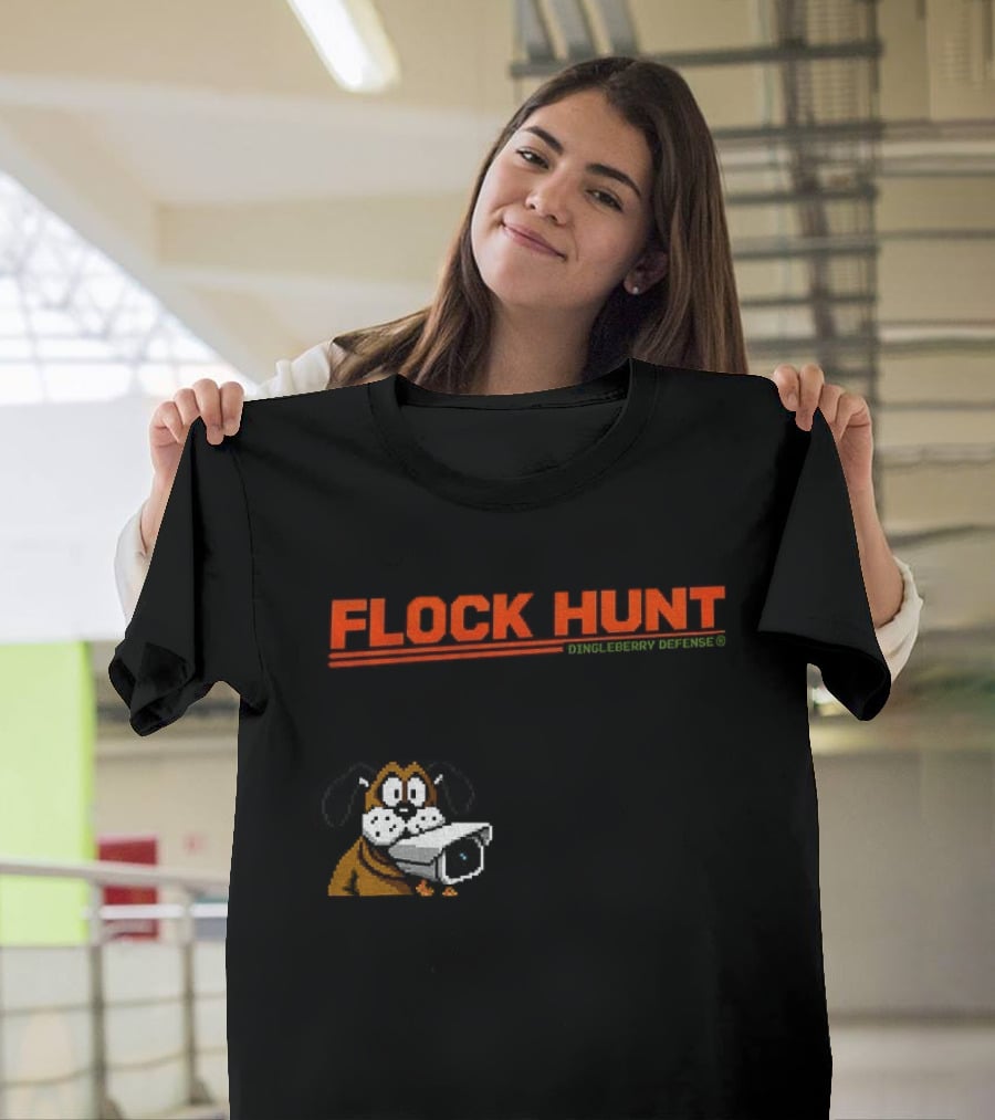 Flock Hunt Pixelated Canine Dingleberry Defense Security Camera T-Shirt
