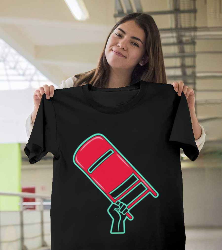 Rebellious Raised Fist Holding Red Chair Protest T-Shirt