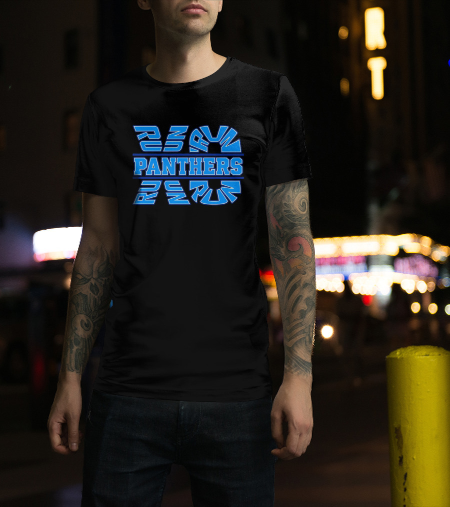 Run Panthers Repeated Blue Kinetic Athletic Block T-Shirt