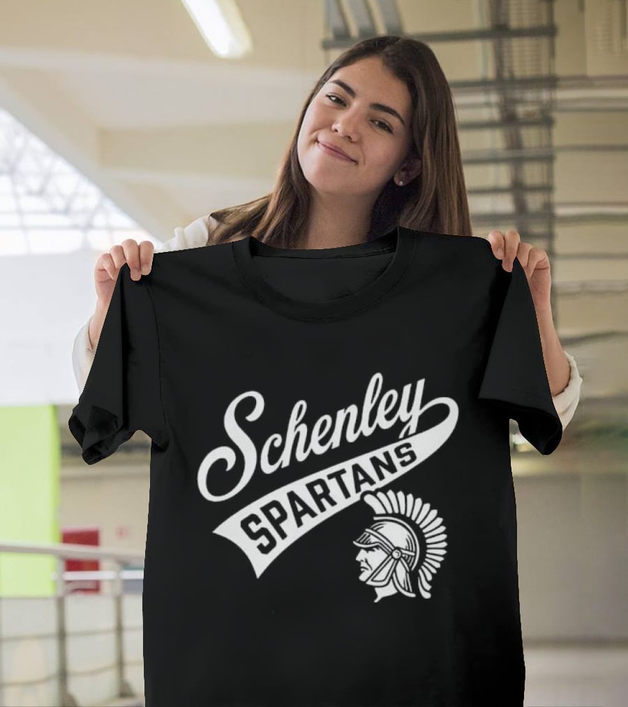 Schenley Spartans Cursive Script Banner Helmet Crest T-Shirt