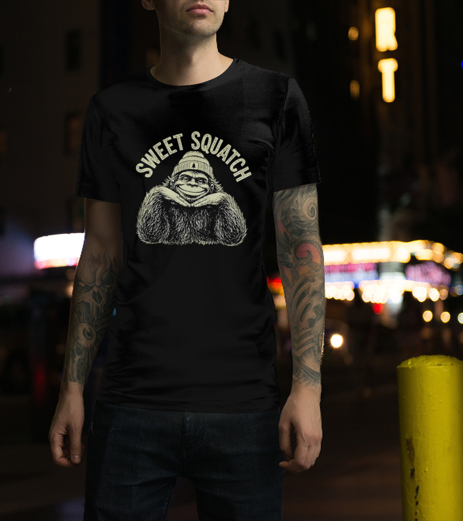 Sweet Squatch Bigfoot Beanie Smiling Legend T-Shirt