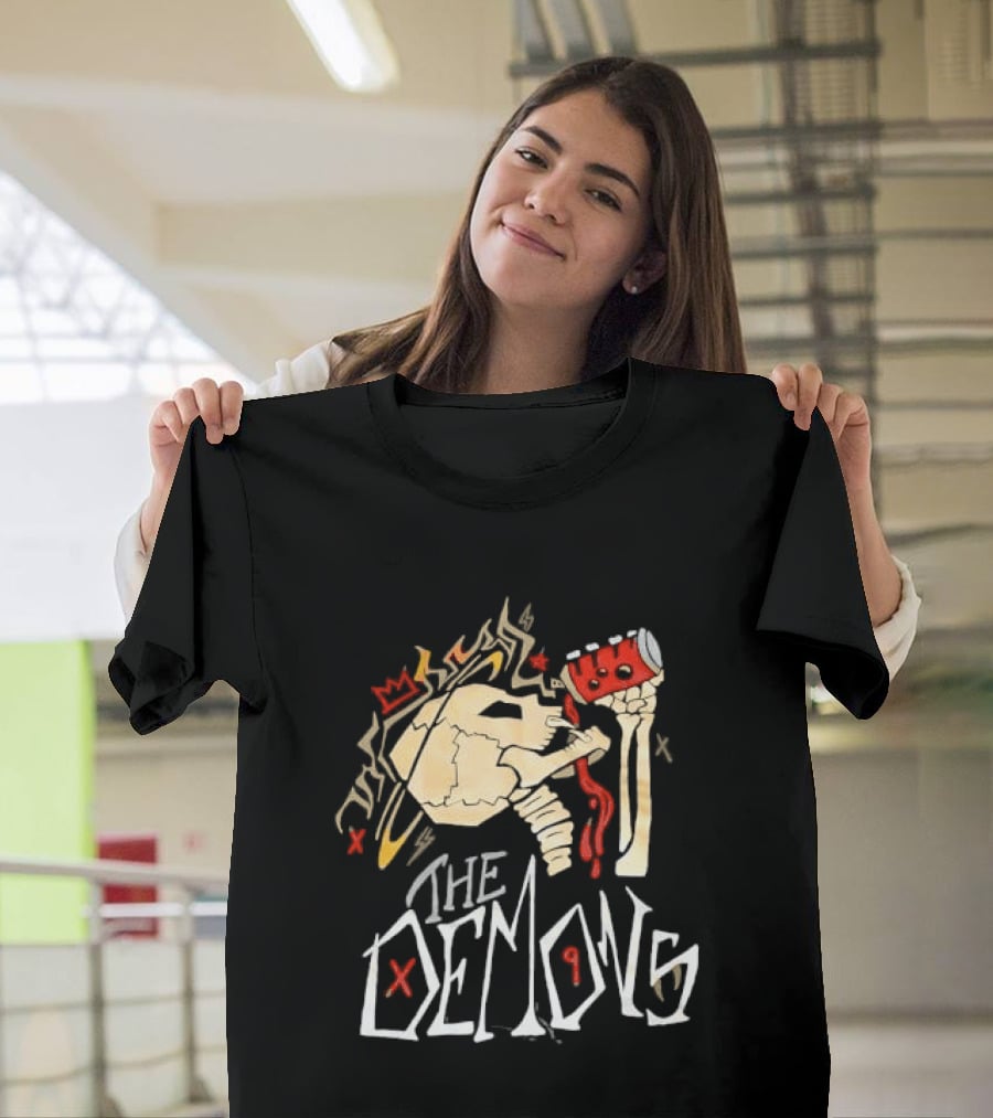 The Demons Crowned Skeleton Skull Drinking Spray Can T-Shirt