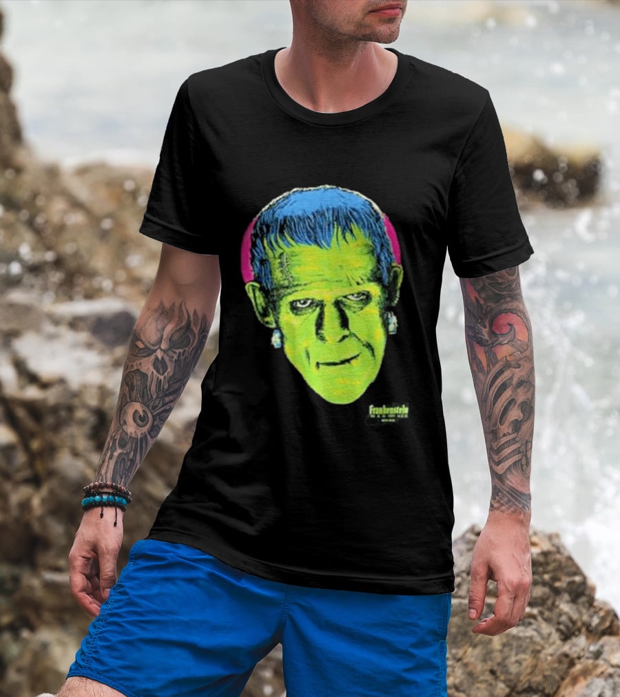 Frankenstein Universal Studios Monsters Head Travis Barker T-Shirt