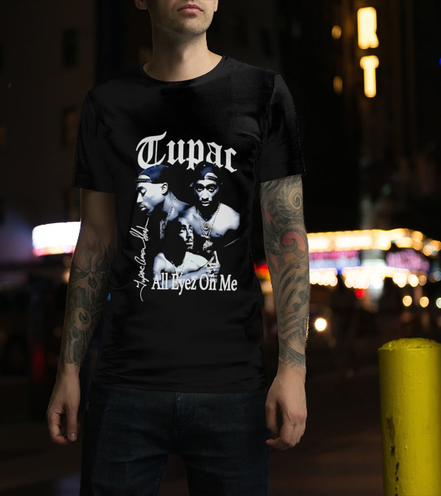 Tupac All Eyez On Me Tupac Amar Shakur Signature Iconic Album T-Shirt