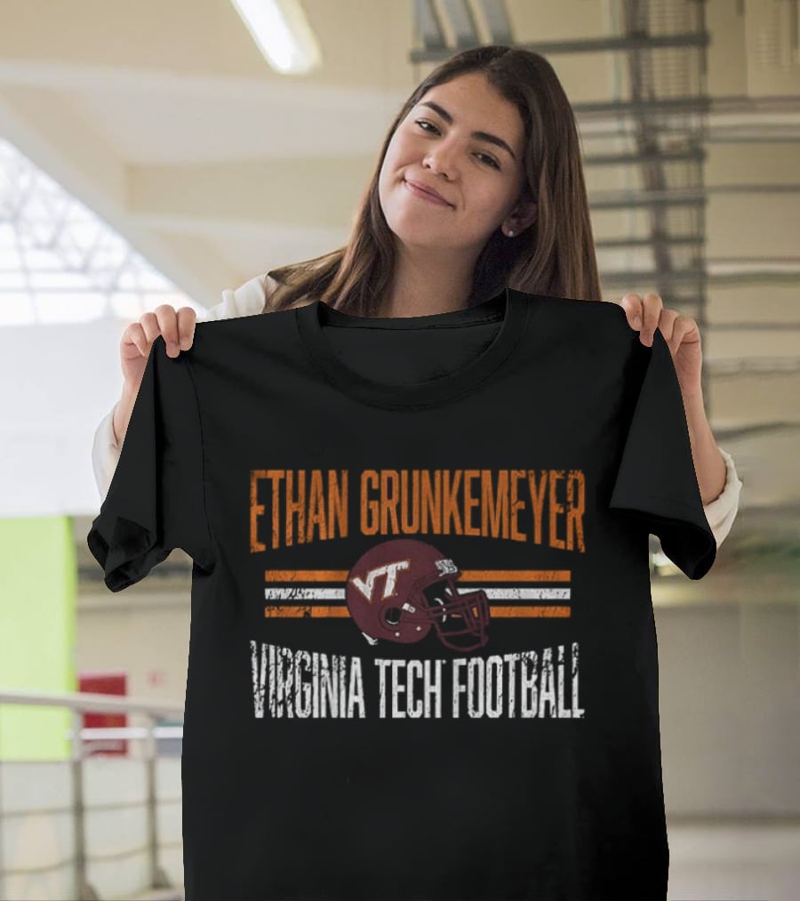 Ethan Grunkemeyer Virginia Tech Football VT Helmet T-Shirt