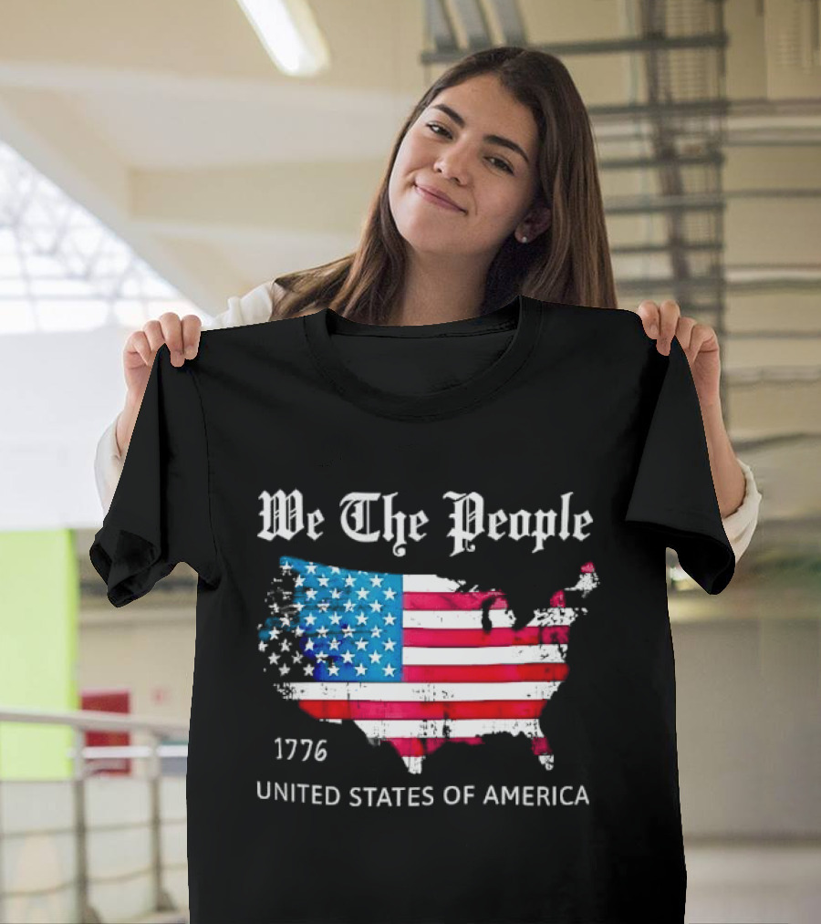 We The People 1776 Distressed USA Map Flag United States Of America T-Shirt
