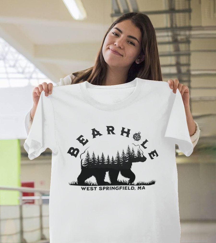 Bearhole West Springfield MA Bear Forest Landscape Compass T-Shirt