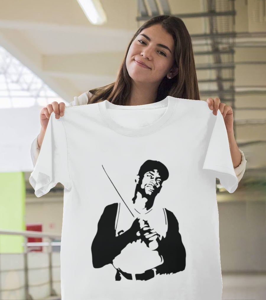 Black And White Stencil Baseball Batter Holding Bat T-Shirt
