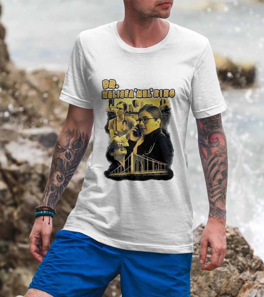 Dr Melissa Mel King Female Doctor Pittsburgh Yellow Bridge Collage T-Shirt