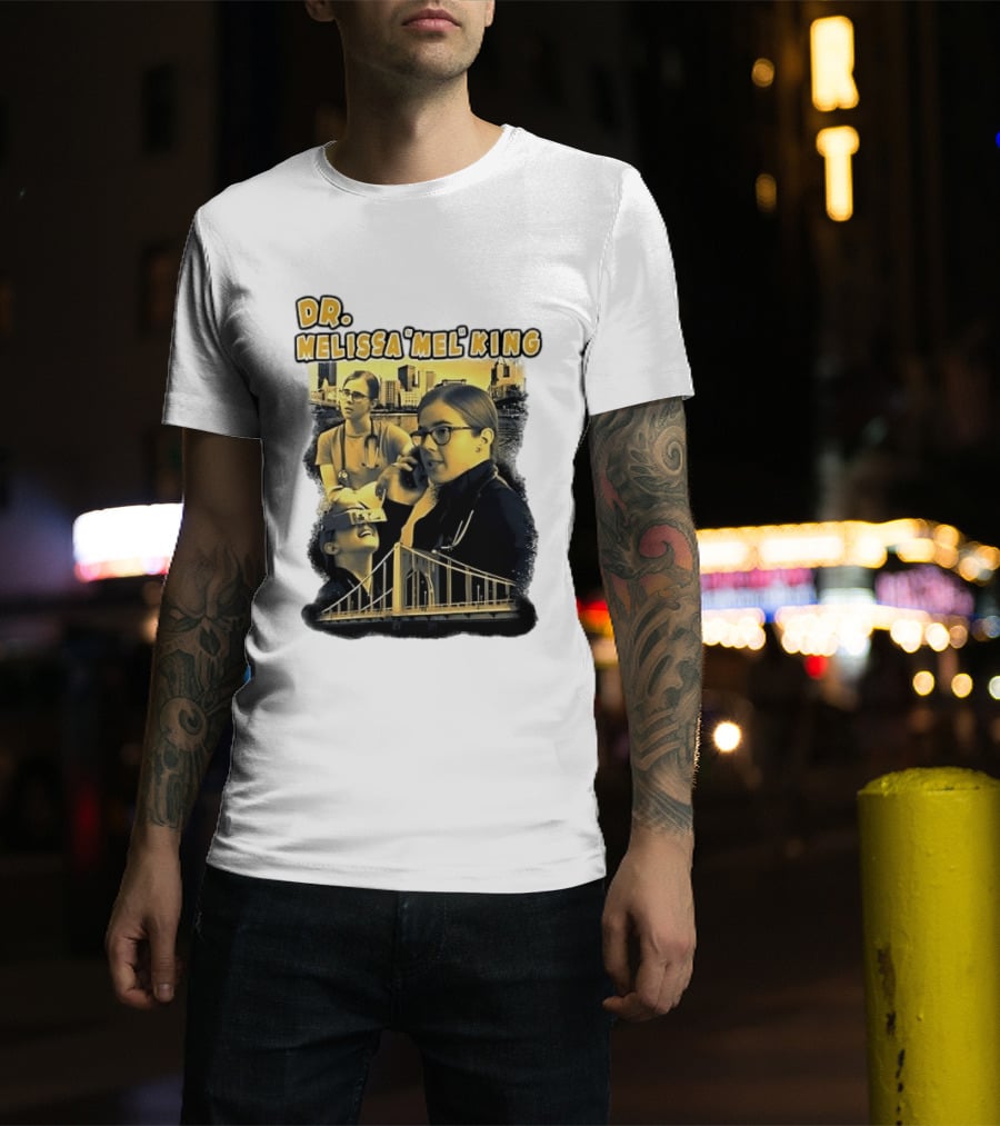 Dr Melissa Mel King Female Doctor Pittsburgh Yellow Bridge Collage T-Shirt