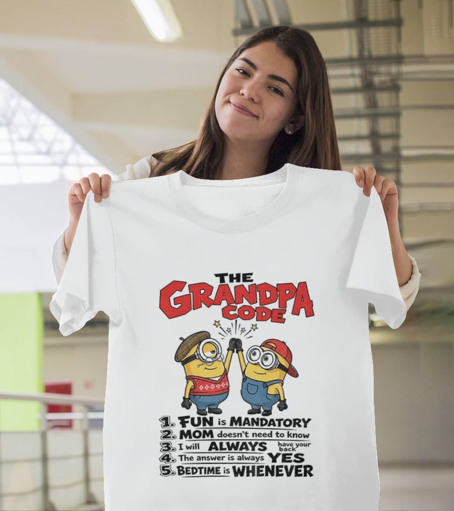 Minion The Grandpa Code Fun Rules Mandatory Mom Minions Humor T-Shirt