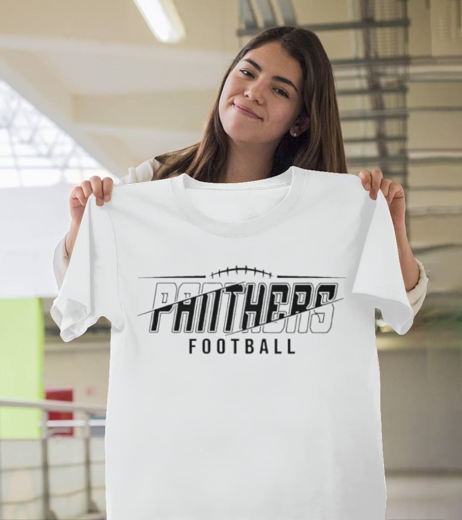 Panthers Football Diagonal Split Line Laces T-Shirt