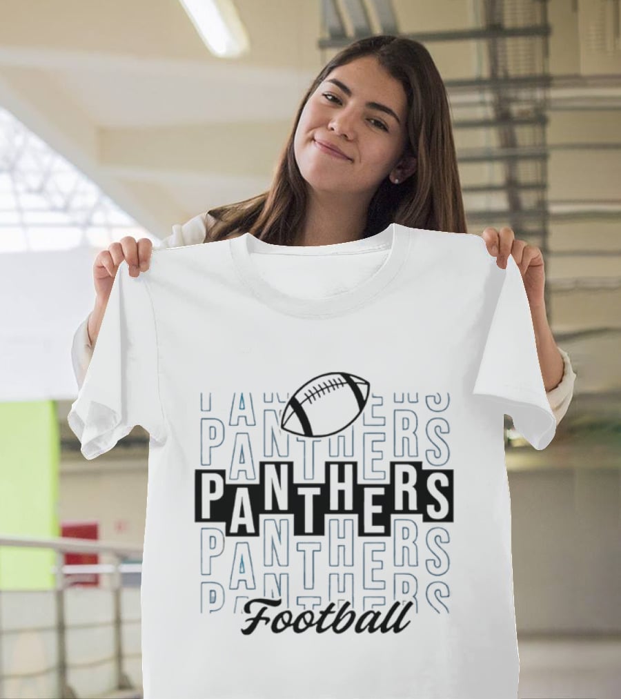 Panthers Football Gridiron Ball Panthers Line Blue T-Shirt