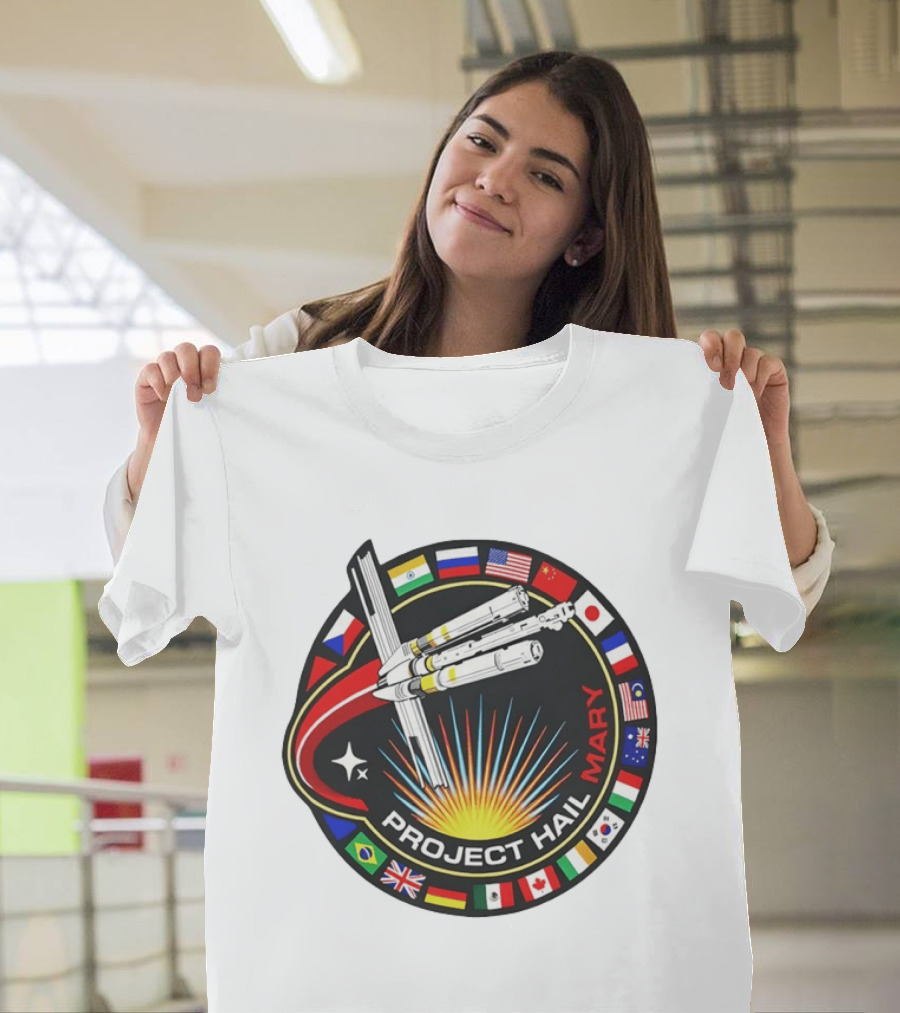Project Hail Mary Ryland Grace Sci Fi Spacecraft Mission Flags T-Shirt