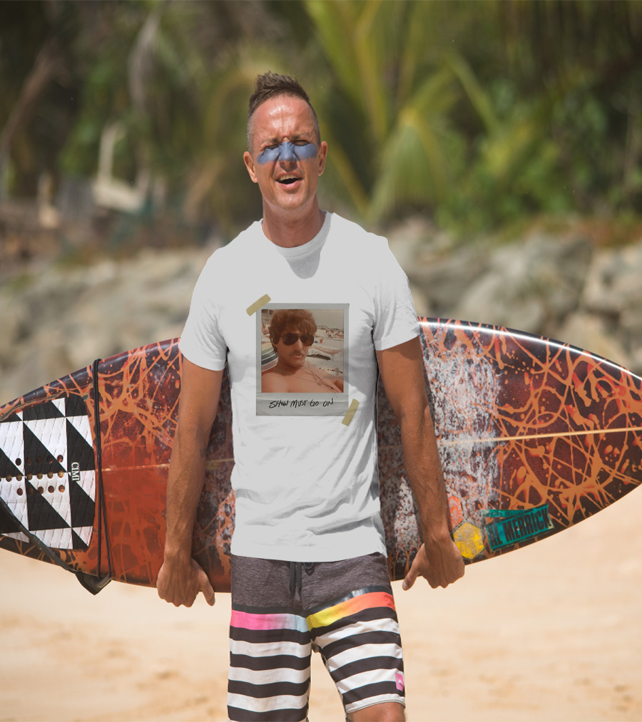 Show Must Go On Man At Beach Retro Style Polaroid T-Shirt