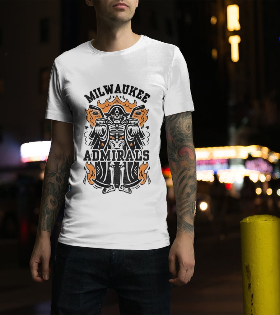 Milwaukee Admirals Skeleton Emblem Halloween T-Shirt