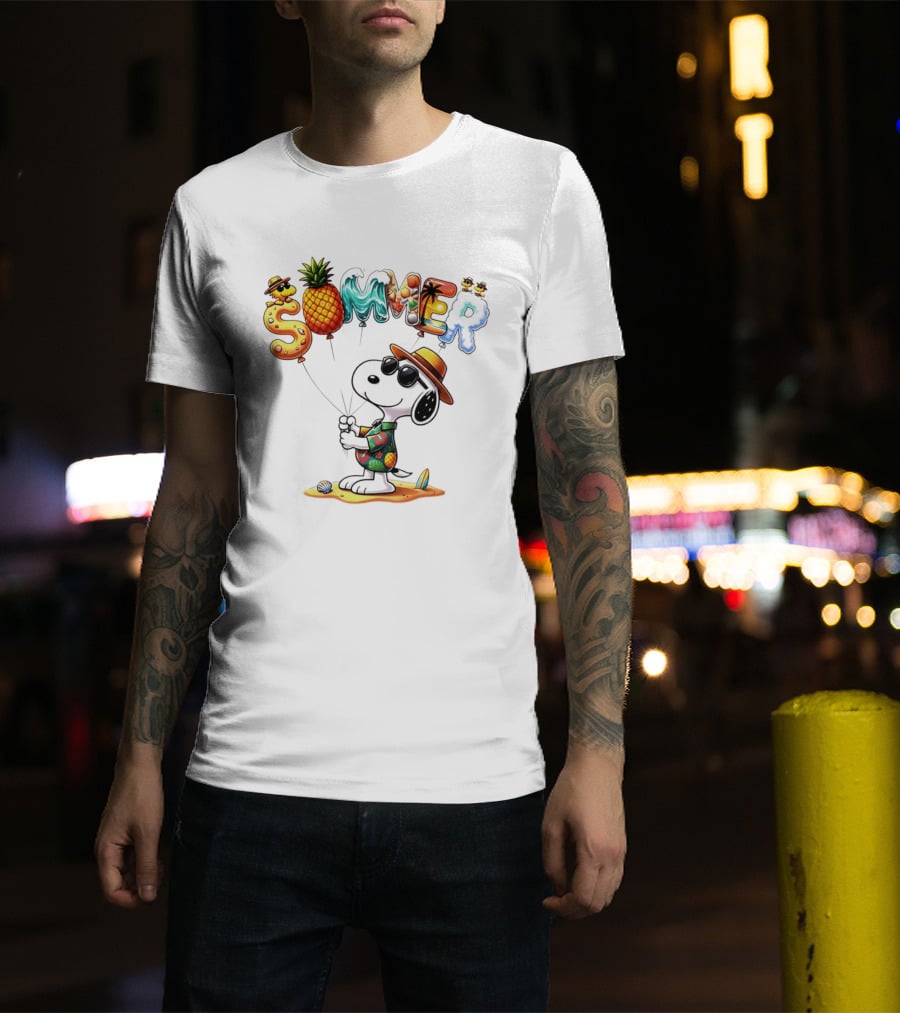 Snoopy Summer Sunglasses Pineapple Beach Balloons Fun T-Shirt