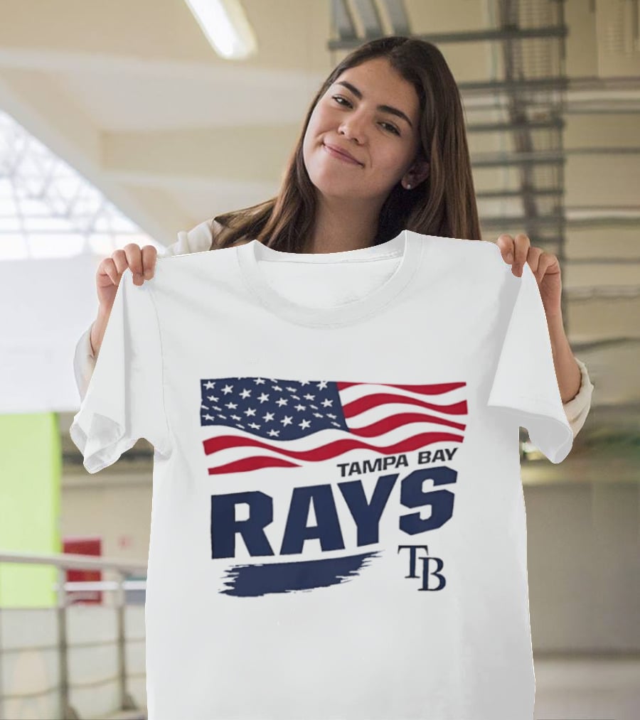 Tampa Bay Rays MLB American Flag Brush Stroke TB T-Shirt