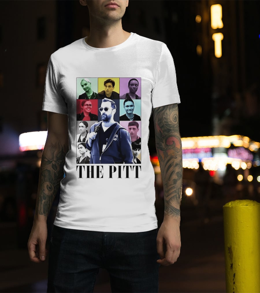 The Pitt Colorful Pop Grid Doctor Portraits Bearded Man In Sunglasses T-Shirt