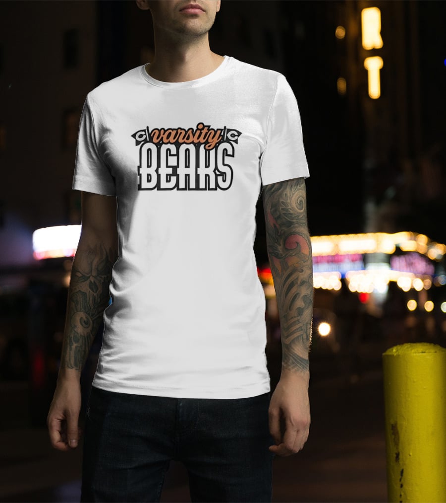 Varsity Bears Banner Peach Script Block Lettering Flags T-Shirt