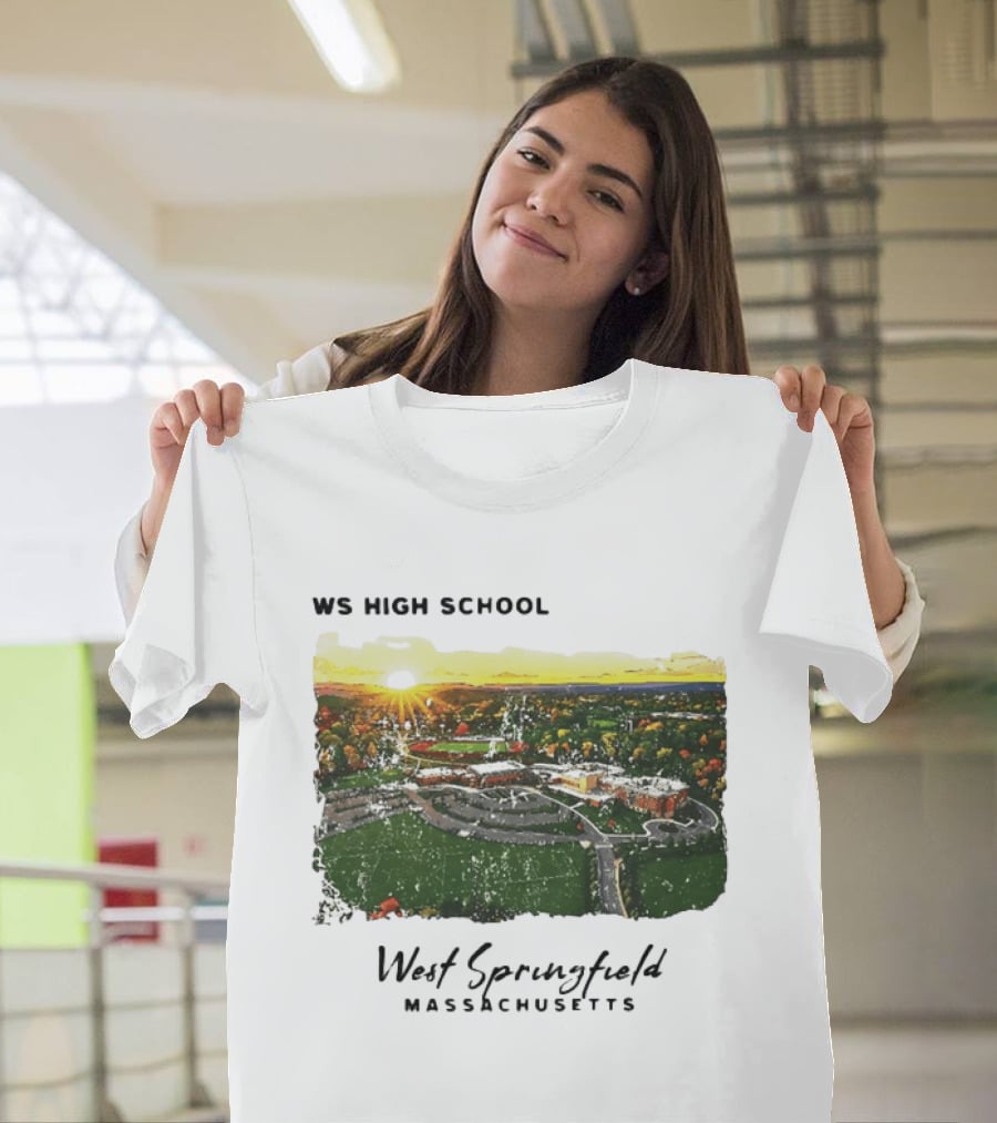 WS High School West Springfield Massachusetts Aerial Sunset Campus Landscape T-Shirt